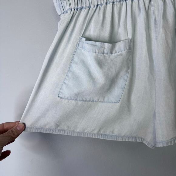 Jack by BB Dakota Tie Front Elastic Waist Pleated Chambray Pull On Shorts Size S - Picture 11 of 12